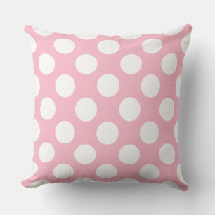 Vintages Big Polka Dots Weißes Pastellrosa Muster Kissen