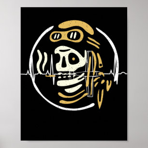 Vintages Biker-Ghost-Pilot Halloween-Funny-Geschen Poster