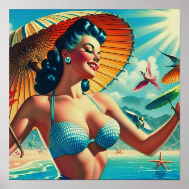 Vintages Bikini-Button Poster (Vorne)