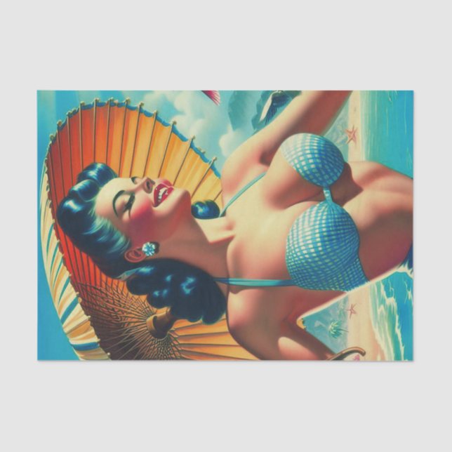 Vintages Bikini-Button Seidenpapier (Vorderseite)