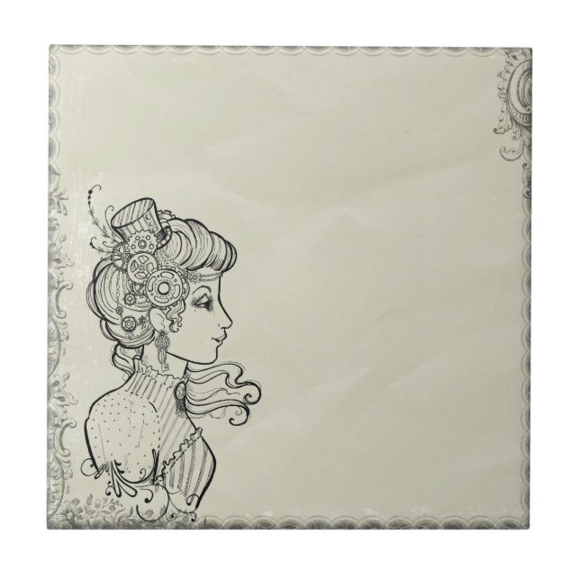 Vintages Bild der Frau Fliese (Vorderseite)