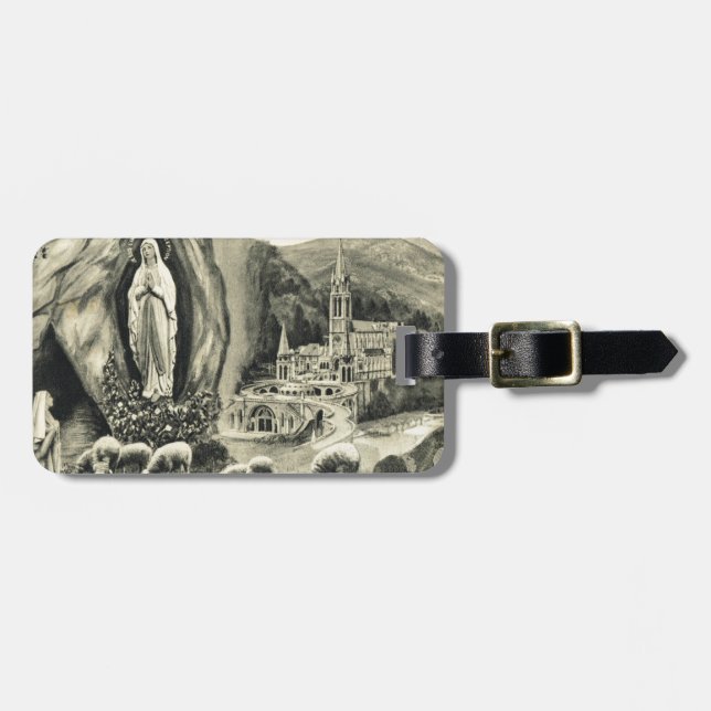 Vintages Bild Lourdes, der Replik Pilgrimage 1895 Gepäckanhänger (Vorderseite horizontal)