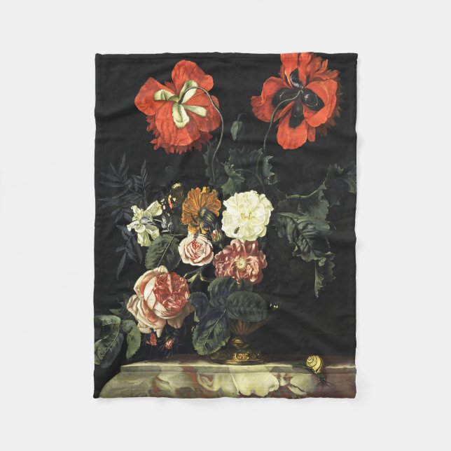 Vintages Bild Stillleben mit Blume Fleecedecke (Vorderseite)