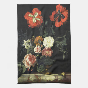 Vintages Bild Stillleben mit Blume Geschirrtuch
