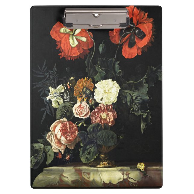 Vintages Bild Stillleben mit Blume Klemmbrett (Vorderseite)