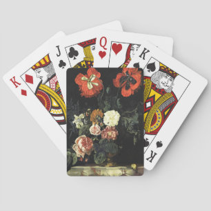 Vintages Bild Stillleben mit Blume Spielkarten