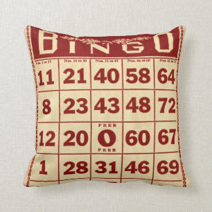Vintages Bingo-rotes u. weißes dekoratives Kissen