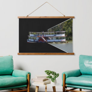 Vintages Binnenschiff, Wandverkleidung Wandteppich Mit Holzrahmen