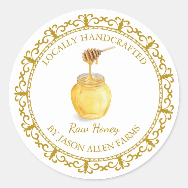 Vintages Bio Honigetikett Runder Aufkleber (Vorderseite)