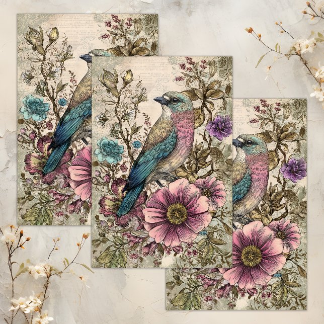 VINTAGES BIRD DECOUPAY SEIDENPAPIER (VINTAGE BIRD DECOUPAGE TISSUE PAPER)