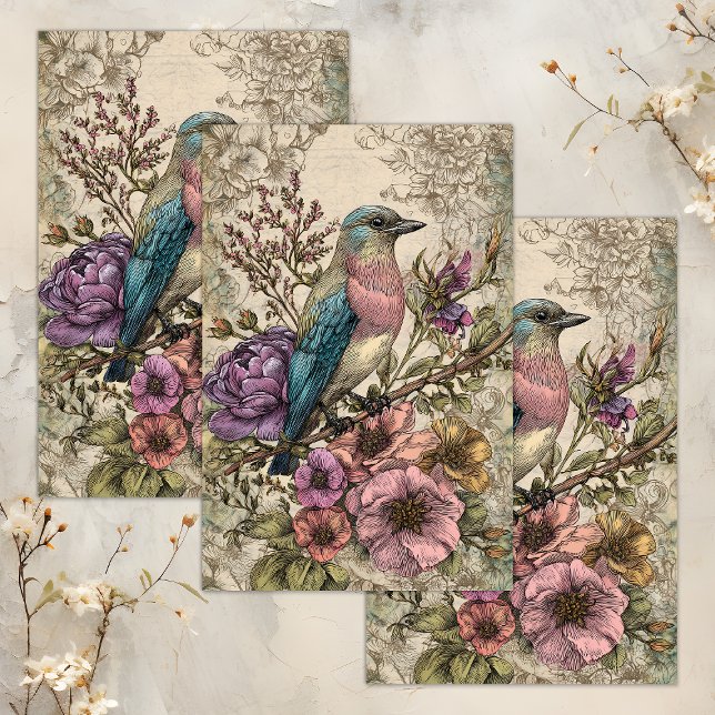 VINTAGES BIRD DECOUPAY SEIDENPAPIER (VINTAGE BIRD DECOUPAGE TISSUE PAPER)