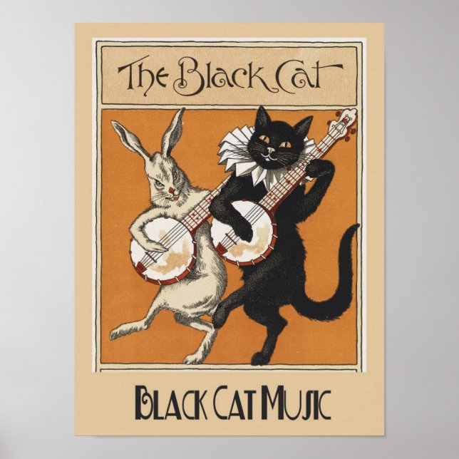 Vintages Black Cat-Werbeplakat Poster (Vorne)