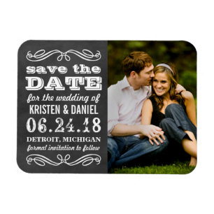 Vintages Black Chalkboard-Foto Save the Date Magnet