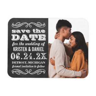Vintages Black Chalkboard-Foto Save the Date Magnet