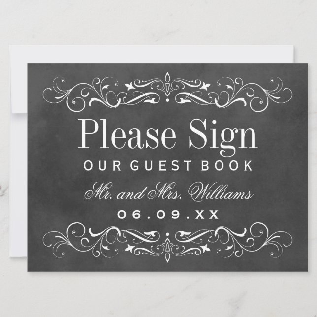 Vintages Black Chalkboard Wedding Guest Book (Vorderseite)