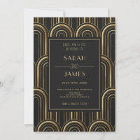 Vintages Black & Gold Art Deco Muster Hochzeit