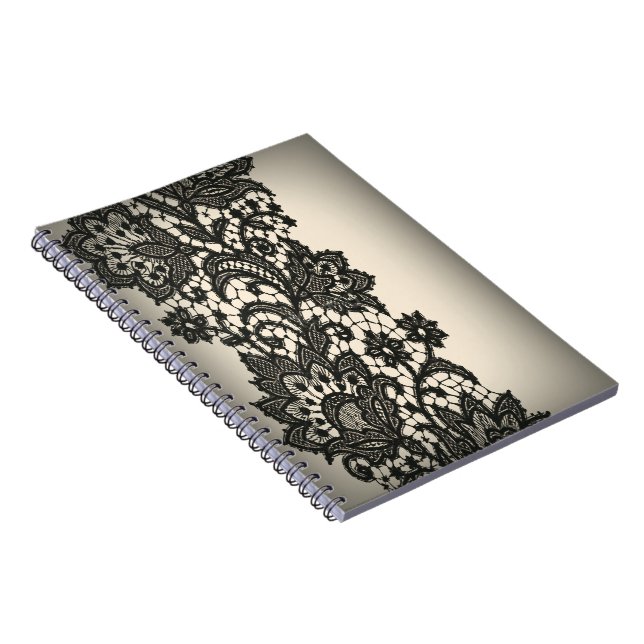 Vintages Black Lace beige Paris Notebook Notizblock (Rechte Seite)