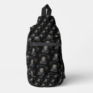 Vintages Black Rotary Phone Crossbody Bag