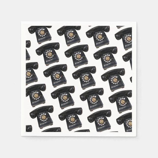 Vintages Black Rotary Phone Serviette (Vorderseite)