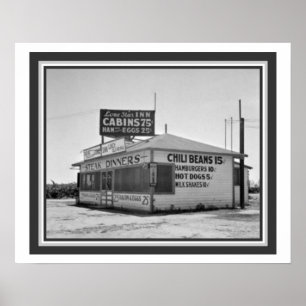 Vintages Black/White Road Side Cafe Poster 16 x 20