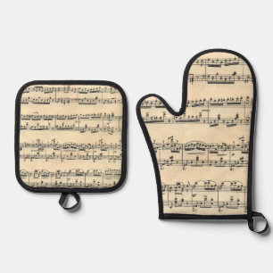 Vintages Blatt Ofenhandschuh & Topflappen-Set