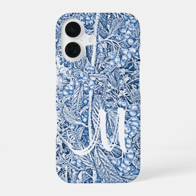 Vintages Blau bis Monogramm iPhone 16 Hülle (Rückseite)