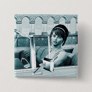 Vintages Blau Button