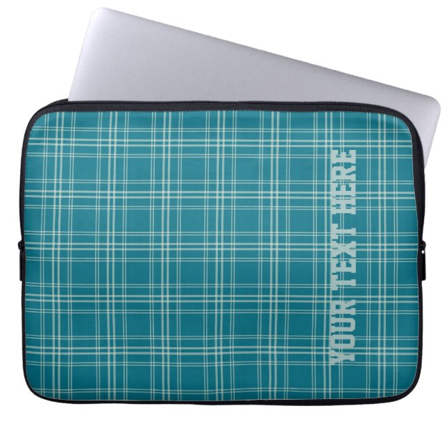 Vintages Blau/Grün/Kariert Laptopschutzhülle (Vorderseite)