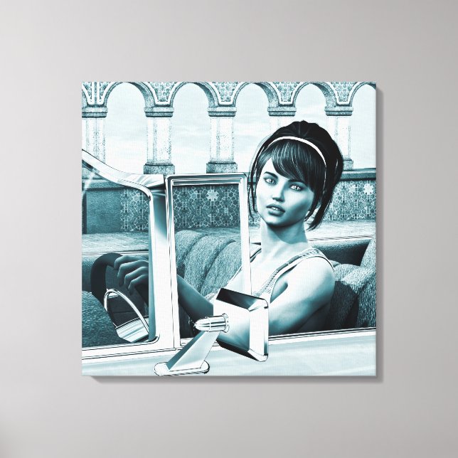 Vintages Blau Leinwanddruck (Vorderseite)