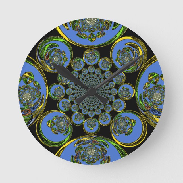 Vintages Blau Runde Wanduhr (Vorderseite)