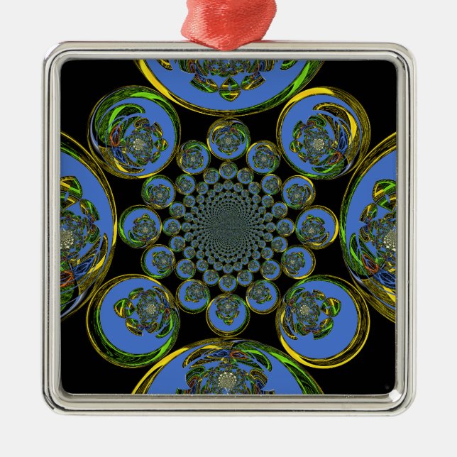 Vintages Blau Silbernes Ornament (Vorne)