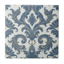 Vintages Blau und Gold Barock Damask
