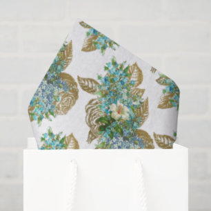 Vintages Blau und Goldblume Seidenpapier