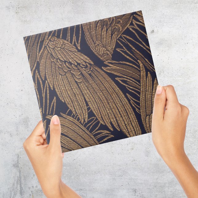 Vintages Blau- und Goldflügel-Muster Fliese (Vintage Gold and brown Wings Pattern Tile
)