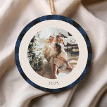 Vintages Blau und Schwarz Buffalo Kariertes Foto Keramik Ornament<br><div class="desc">Vintag Blau und Schwarz Buffalo Karierte Personalisierte Weihnachtsfeiertage Keramik</div>