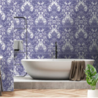 Vintages Blau und Weiß Barock Rokoko Rose Muster