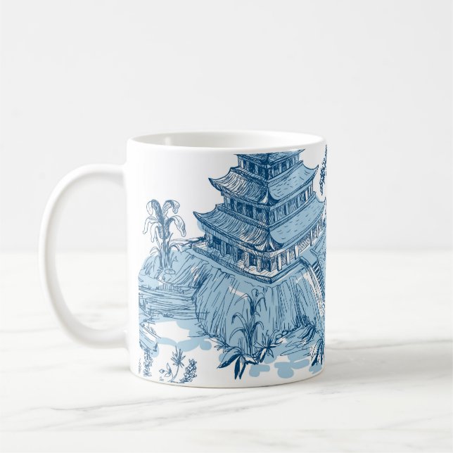 Vintages Blau und Weiße Pagode Chinoiserie Kaffeetasse (Links)