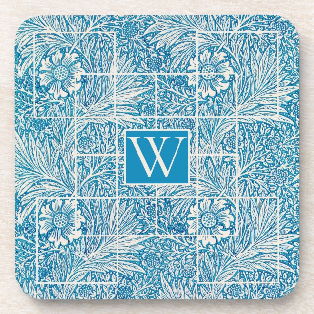 Vintages Blau- und Weißziermuster Getränkeuntersetzer (Vorderseite)