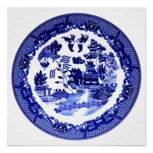 Vintages Blauer Wildmuster um 1790 Poster