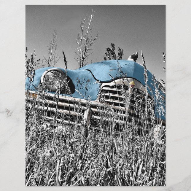 Vintages blaues Auto (Vorderseite)