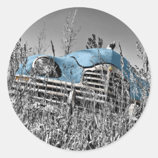 Vintages blaues Auto Runder Aufkleber