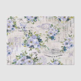 Vintages blaues Blumenmuster Seidenpapier