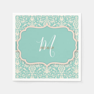 Vintages blaues Blumenmuster Serviette