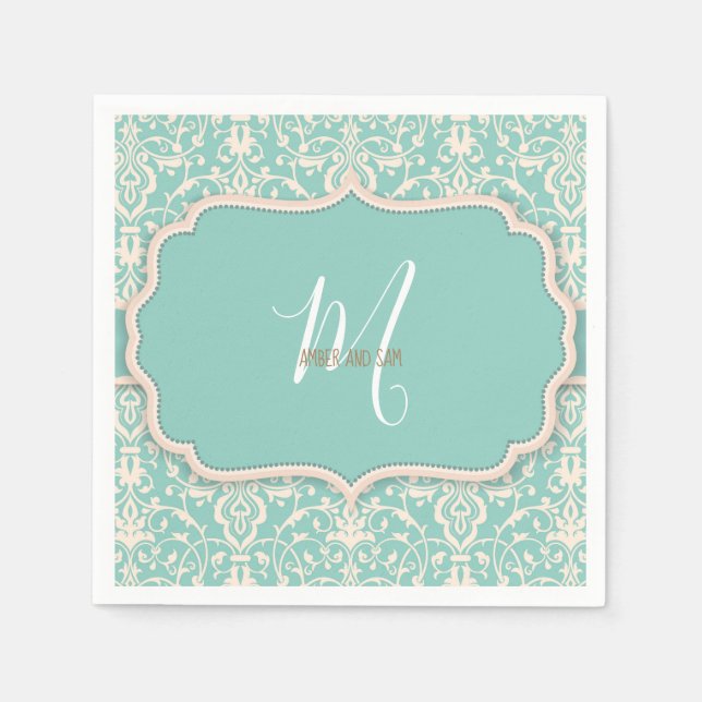 Vintages blaues Blumenmuster Serviette (Vorderseite)