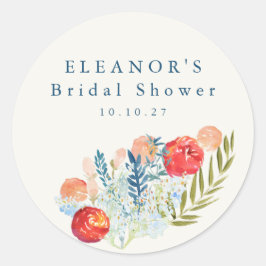 Vintages blaues Brautparty Runder Aufkleber