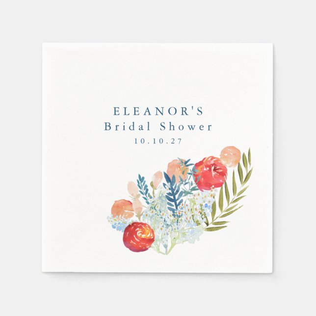 Vintages blaues Brautparty Serviette (Vorderseite)