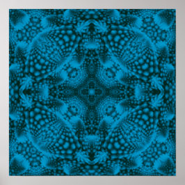 Vintages blaues Fraktal Kaleidoskop Poster
