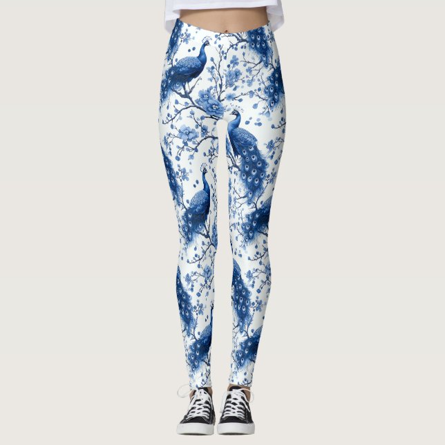 Vintages Blaues Französisches Chinoisy Leggings (Vorderseite)