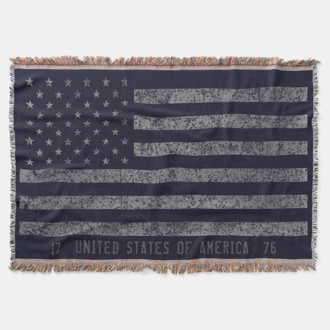 Vintages blaues Grunge amerikanisches Flag erschüt Decke (Vorderseite)