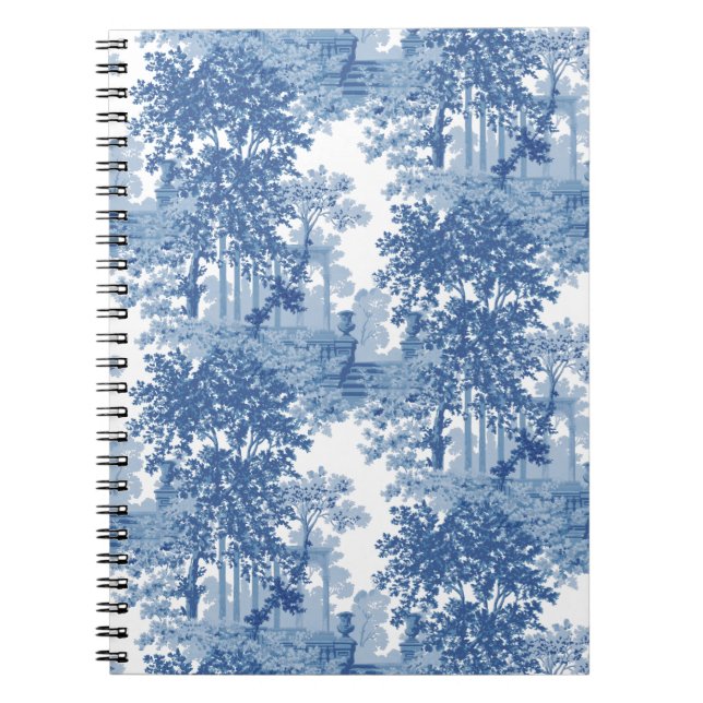 Vintages blaues Landschaftstoil mit Urnen und Spal Notizblock (Vorderseite)